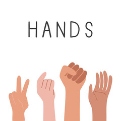 Variety of modern hand-drawn hand wrists. Cartoon style isolated elements. Trendy hand icons. 