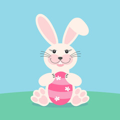 Cute rabbit. Easter rabbit, Easter Bunny. 
Vector illustration in cartoon flat style.