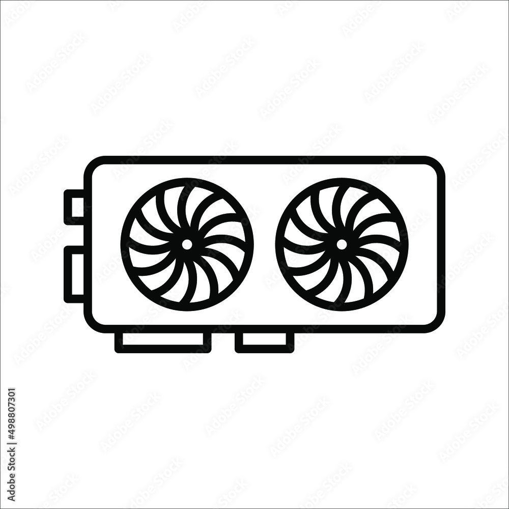 Poster gpu icon. circuit board icon. simple illustration of graphics card gpu. personal computer component 