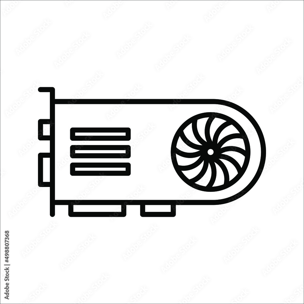 Poster gpu icon. circuit board icon. simple illustration of graphics card gpu. personal computer component 