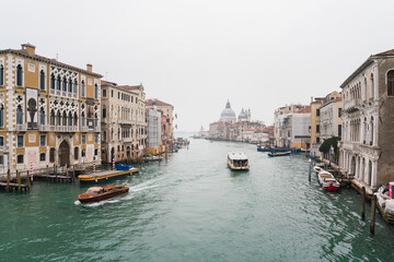 view of the grand canal in an overcast day in Venice, Italy 