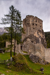 An old ruined castle in the Dolomites in Northern Italy, Europe