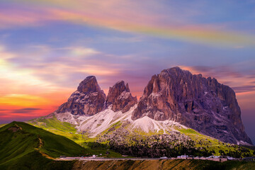 Fototapeta na wymiar Dolomites Alps, Mountain peak path landscape view