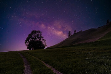 Milky Way at night in autumn ,