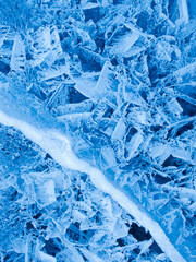 Ice and snow detail outdoors, background, texture