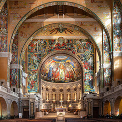 Interior of the Basilica of Saint Theresa in Lisieux, Normandy, France