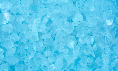 Salt crystals, sea salt as background and texture. Ice crystals turquoise Blue
