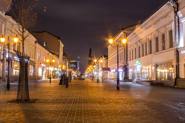 Fototapeta na wymiar Kazan on an April evening, the Republic of Tatarstan, 2022. Казань апрельским вечером, республика Татарстан, 2022 год. 