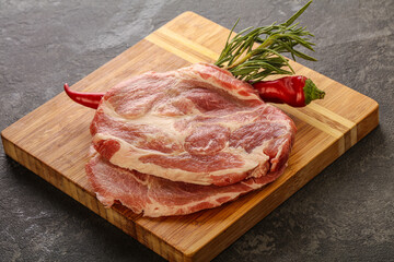Raw pork meat neck steak