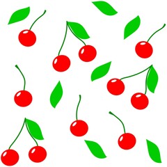 Fototapeta na wymiar Cherry berries pattern. vector illustration