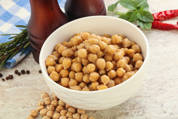 Boiled chickpea in the bowl