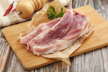 Raw pork steak for grill