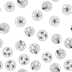 A set of abstract circles. Graphic elements. Drawn by hand. Seamless pattern. Vector on a white background.