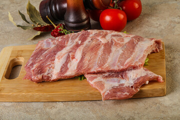 Raw pork ribs for cooking