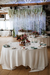 Banquet hall for weddings with decorative elements