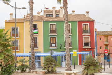 Villajoyosa, a beautiful fishing village, famous for its beautiful maritime facade with houses painted in bright colors
