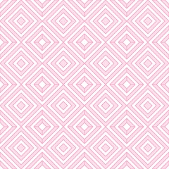 White and pink pastel abstract line geometric diagonal square seamless pattern background. Vector illustration.	