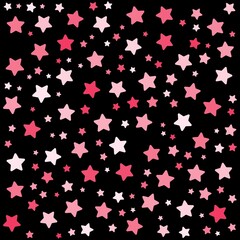 Fototapeta na wymiar Pink stars pattern on the black background. Vector illustration