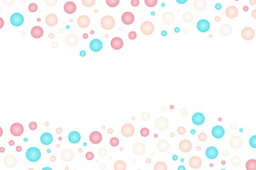 Blue, pink, and cream bubble wave frame on the white background.
