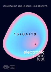 Neon Poster. Trendy Dance Fest. Electronic And Show Vector. Dynamic Background For Set Concept. Jazz Glitch For Presentation. Pink And Blue Neon Poster