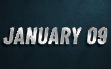 Obraz premium JANUARY IN SILVER HIGH RELIEF LETTERS ON DARK BACKGROUND