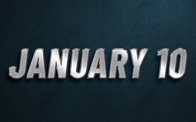Obraz premium JANUARY IN SILVER HIGH RELIEF LETTERS ON DARK BACKGROUND