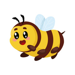 Obraz premium Cute friendly chubby bee with kawaii eyes. bee protection day
