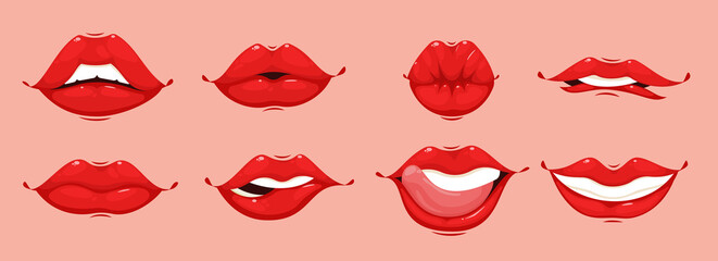 Cartoon Woman Mouth Set