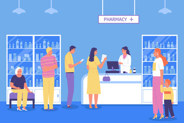Pharmacy Flat Color Illustration