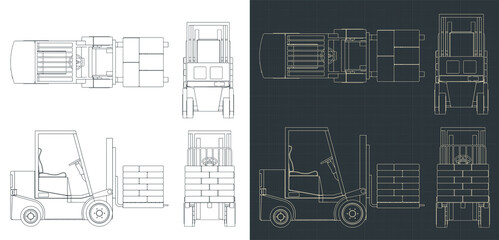 Forklift drawings with cargo © blacklight_trace