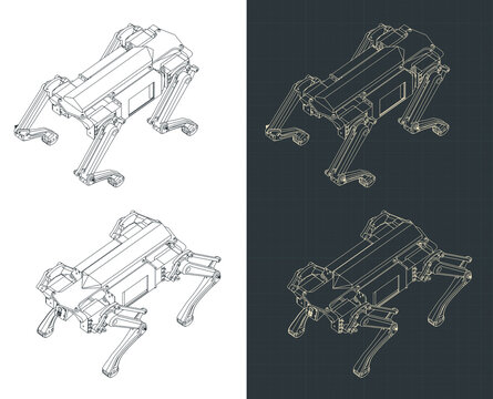 Quadruped Robot Isometric Blueprints