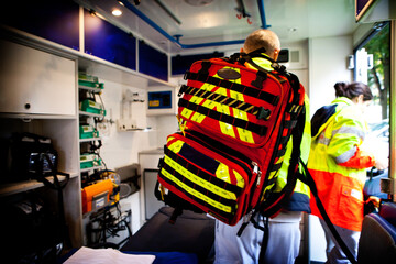 Medical team of an emergency department of a hospital center. - obrazy, fototapety, plakaty
