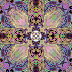 Seamless abstract psychedelic pattern for shawl prints, wallpapers and digital backgrounds.
