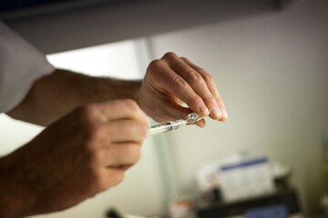 Allergological skin tests carried out by an allergist allergen kit.