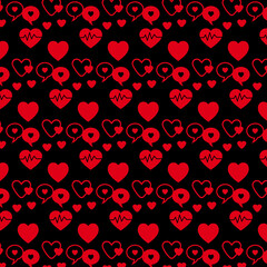 Square black love and heart pattern square composition