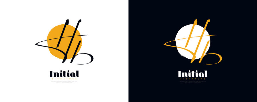 Initial H and B Logo Design in Elegant and Minimalist Handwriting Style. HB Signature Logo Design