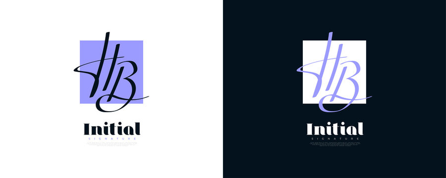 Initial H and B Logo Design in Elegant and Minimalist Handwriting Style. HB Signature Logo Design
