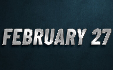 Obraz premium FEBRUARY IN SILVER HIGH RELIEF LETTERS ON DARK BACKGROUND