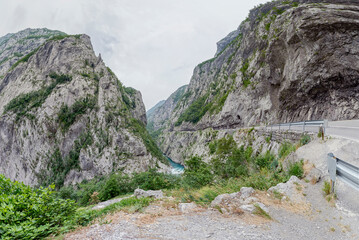 Scenic view of Moraca river Canyon from mountain road, Montenegro.
