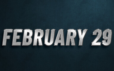 FEBRUARY IN SILVER HIGH RELIEF LETTERS ON DARK BACKGROUND