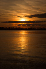 Fototapeta premium Sunset over the Volga river. Samara, Russia.