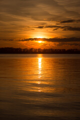 Sunset over the Volga river. Samara, Russia.