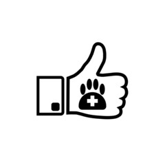 Like and paw sign and medical cross. Good veterinarian clinic eps ten