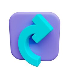 Right arrow semicircle 3d icon render illustration