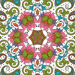 Abstract Pattern Floral Blue Pink Orange Green 663