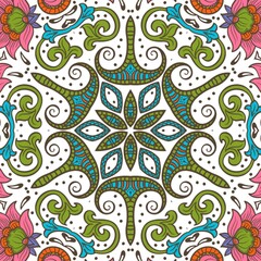 Abstract Pattern Floral Blue Pink Orange Green 639