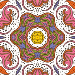 Abstract Pattern Floral Blue Pink Orange Green 634