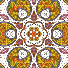 Abstract Pattern Floral Blue Pink Orange Green 631