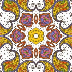 Abstract Pattern Floral Blue Pink Orange Green 610