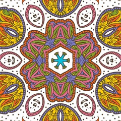 Abstract Pattern Floral Blue Pink Orange Green 609